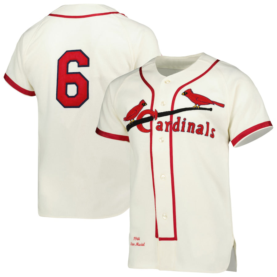 St.Louis Cardinals #6 Stan Musial Player  Cream 1944 Cooperstown Collection Bsseball Jerseys