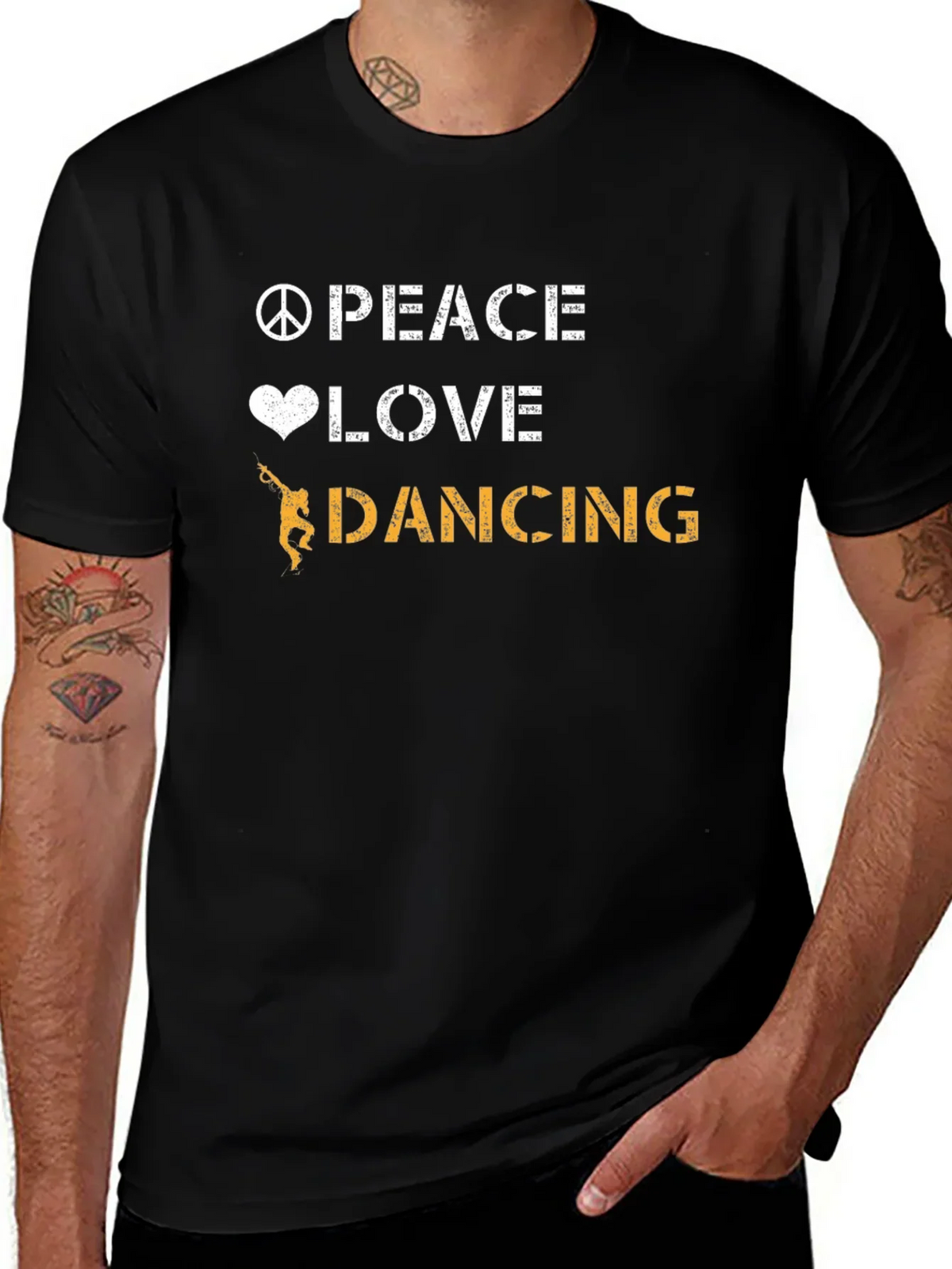 Peace Love Dancing Graphic Tee - Cool Dancer T-Shirt
