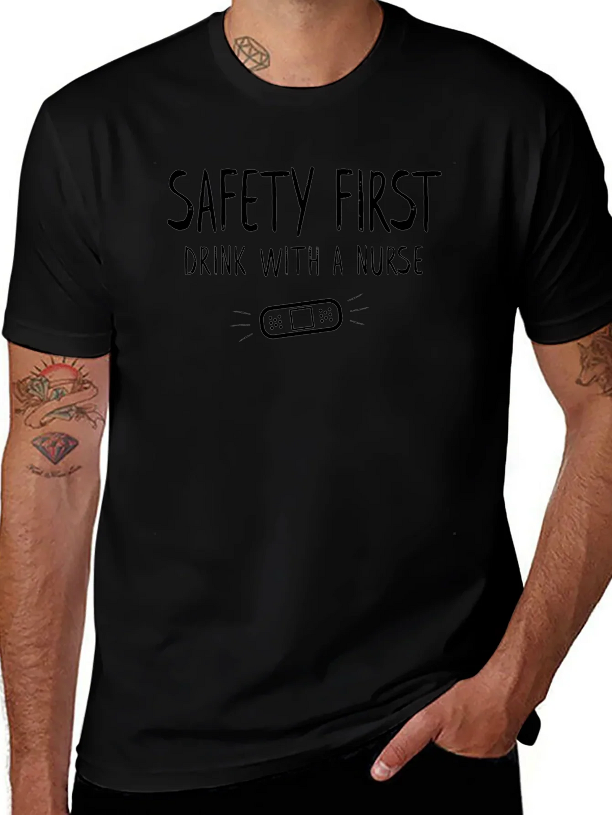 Safety First Drink with a Nurse Graphic Tee