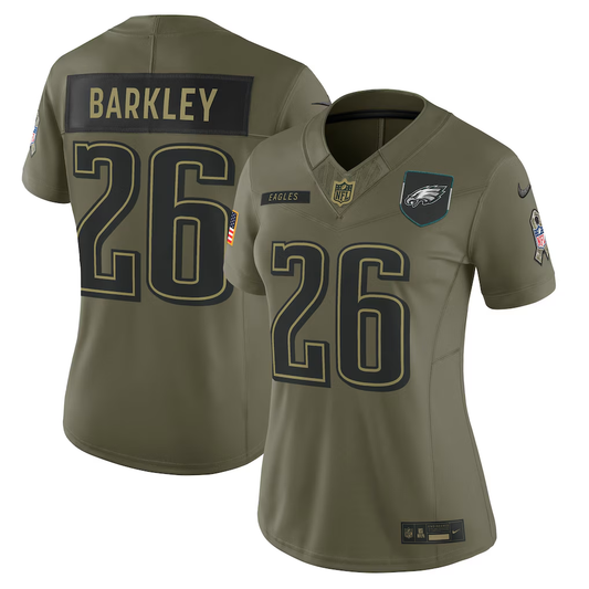 Women's Philadelphia Eagles Saquon Barkley Nike Olive 2025 Salute to Service Limited Jersey