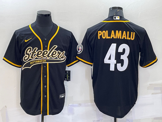Men's Pittsburgh Steelers Troy Polamalu #43 Black Player Jersey1