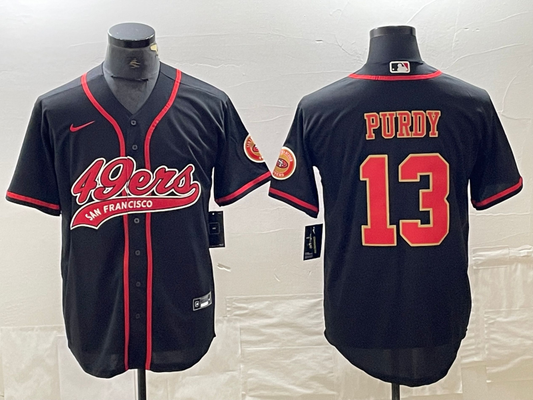 Men's San Francisco 49ers Brock Purdy #13 Black Fashion Jersey1 Joint Edition