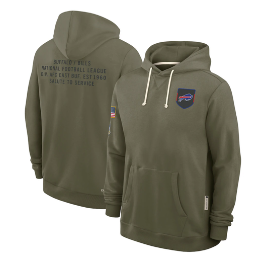 Men's Buffalo Bills Olive 2025 Salute to Service Sideline Standard Issue Dri-FIT Hoodie