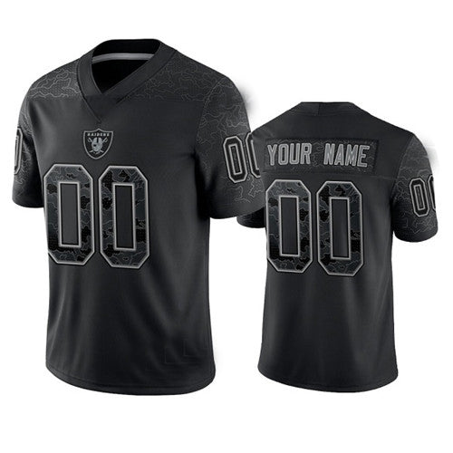 Custom1 Las Vegas Raiders Active Player Black Reflective Limited Stitched Football Jersey1 American Jerseys
