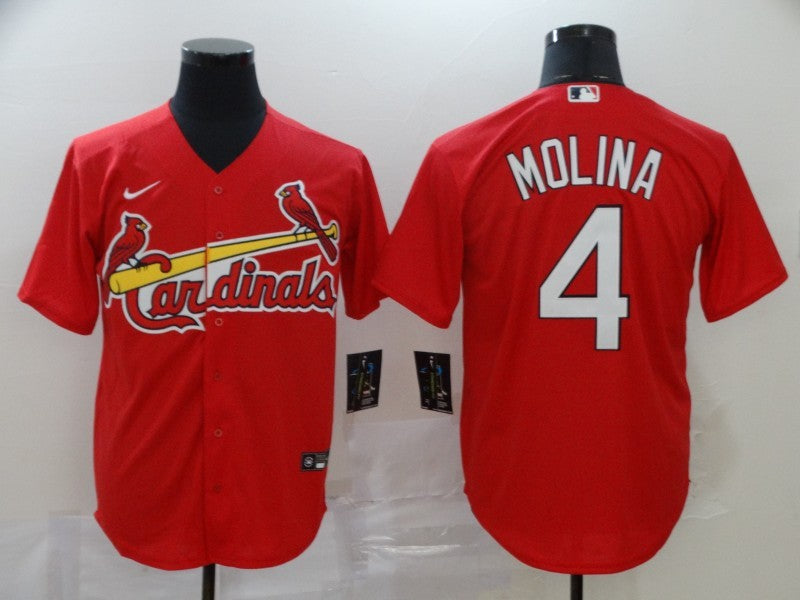 Men's St. Louis Cardinals Yadier Molina  Cream Alternate Jersey RED