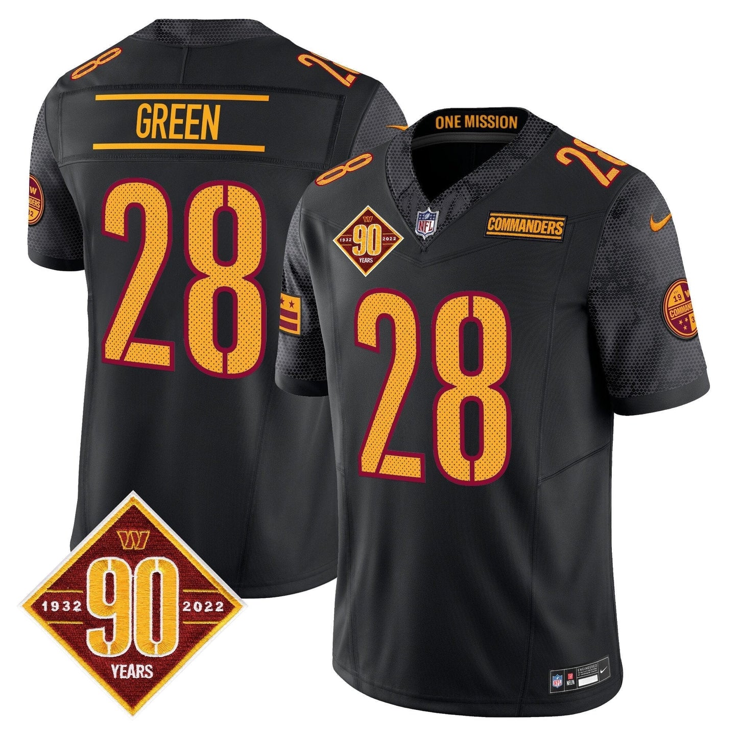 Mens Washington Commanders 90th Anniversary Vapor Limited Jersey V4  All Stitched