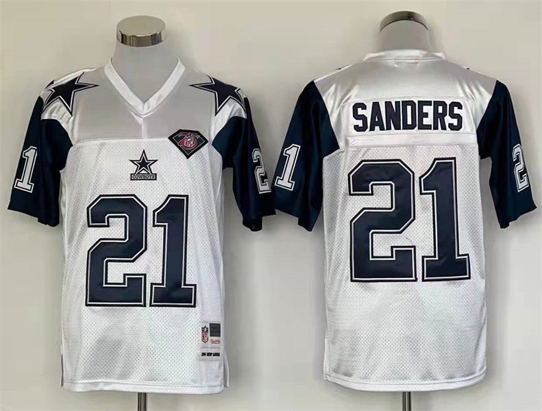 Men's Dallas Cowboys Deion Sanders  White Legacy Replica Jersey1