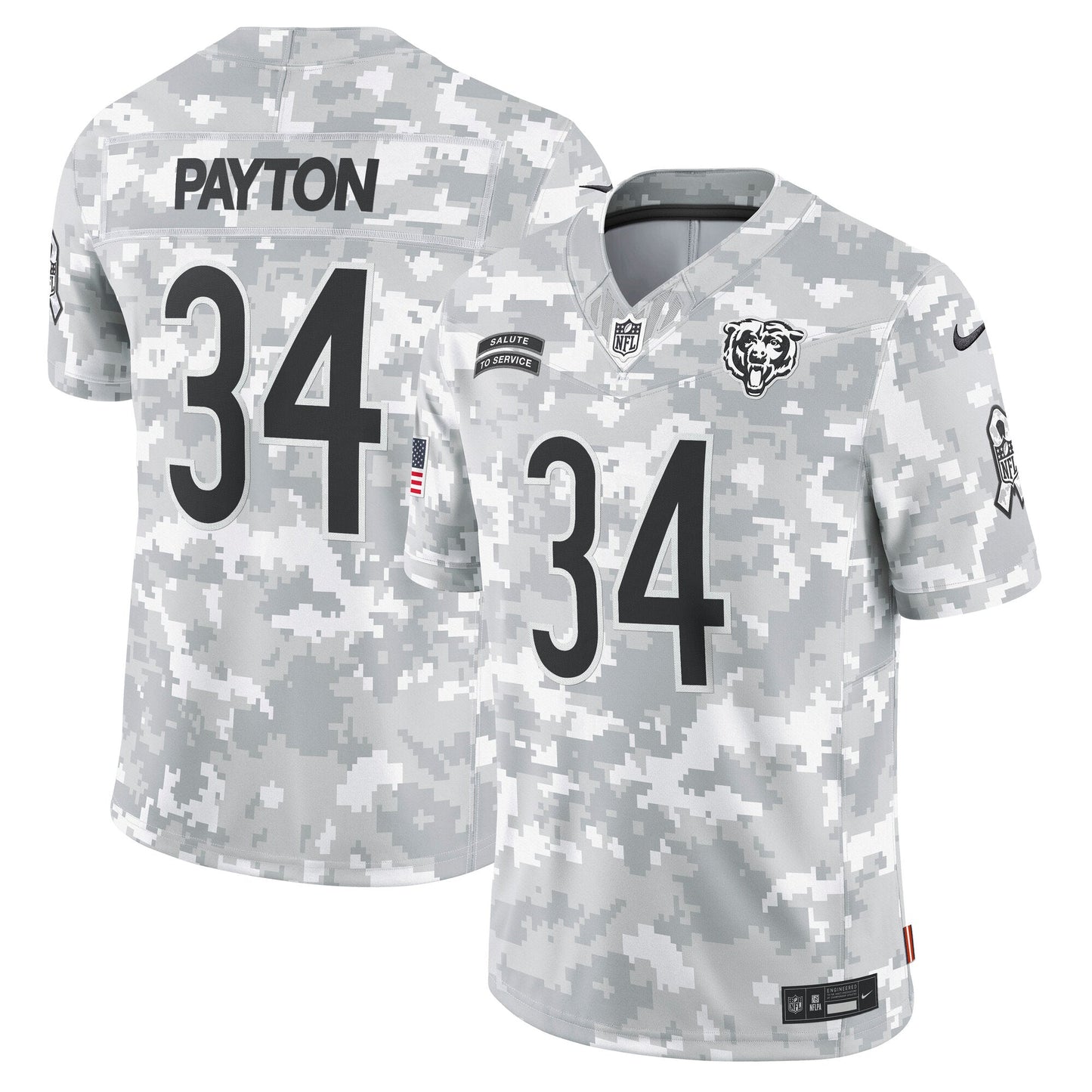 Walter Payton Chicago Bears Nike 2024 Salute to Service Retired   Limited Jersey - Arctic Camo