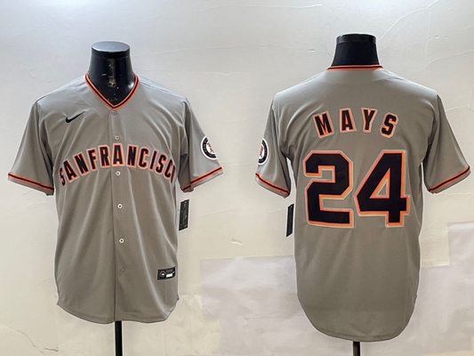 Men's San Francisco Giants Willie Mays #24 Gray Replica Player Jersey1