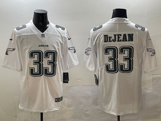 Men's Philadelphia Eagles Cooper DeJean #33 Tundra White Fashion Game Jersey1