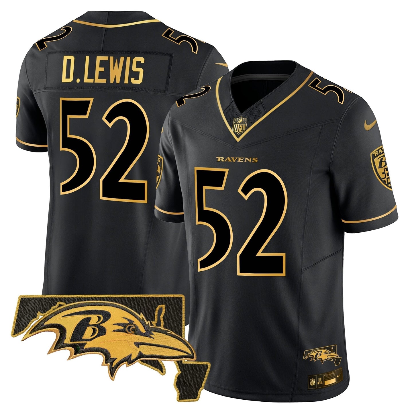 Mens Ravens 2024 Gold Vapor Limited Jersey  All Stitched