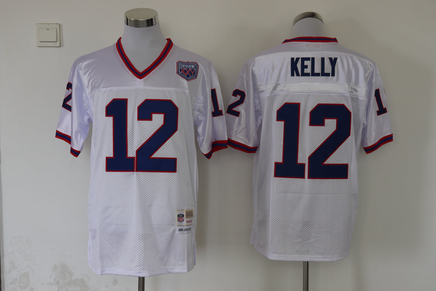 Men's Buffalo Bills Jim Kelly  White Legacy Replica Player Jersey1