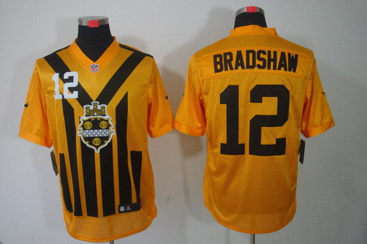 Men's Pittsburgh Steelers Terry Bradshaw #12 Gold Game Jersey1