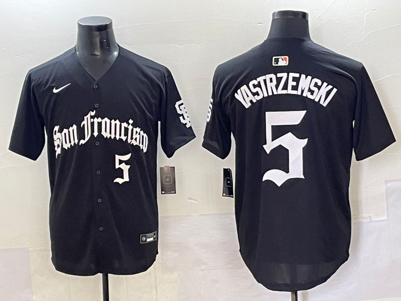 Men's San Francisco Giants Mike Yastrzemski #5 Black Replica Player Jersey