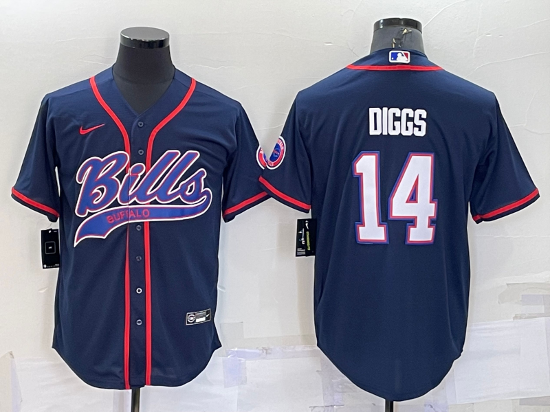 Men's Buffalo Bills Stefon Diggs #14 Navy Game Jersey1 Joint Edition