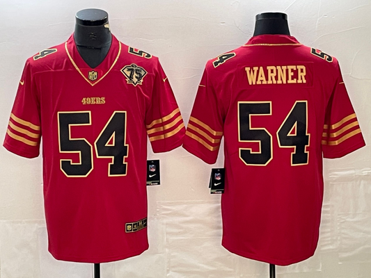 Men's San Francisco 49ers Fred Warner #54 Scarlet Player Game Jersey1