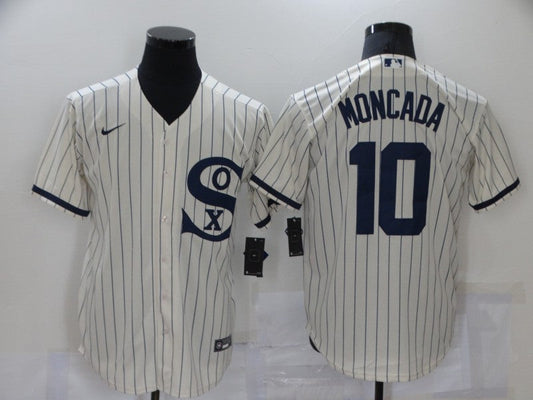 Men's Chicago White Sox Yoan Moncada #10 Beige Replica Baseball Jersey1