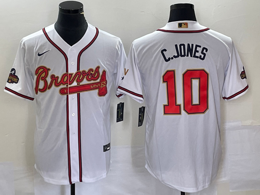 Men's Atlanta Braves Chipper Jones #10 White Replica Game Jersey1