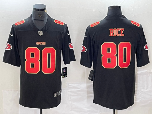 Men's San Francisco 49ers Jerry Rice #80 Black Fashion Game Jersey1
