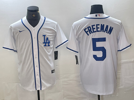 Men's Los Angeles Dodgers Freddie Freeman #5 White Limited Player Jersey1