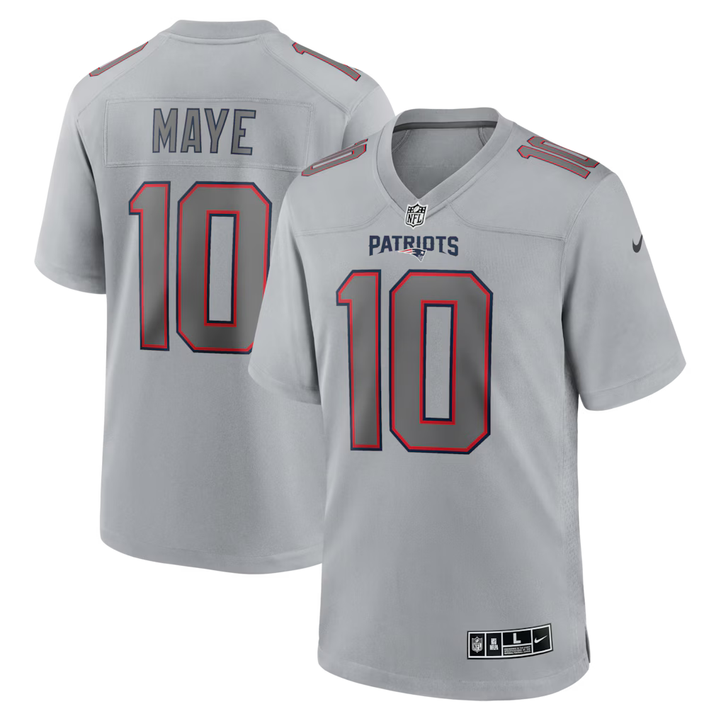 Drake Maye New England Patriots Atmosphere Jersey - Gray